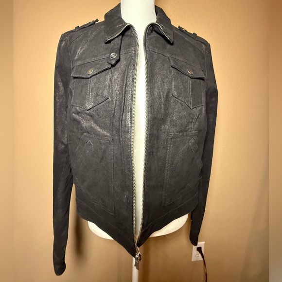 Levi’s Vintage Black Suede Leather Jacket Women’s Petite Large Moto Classic Zip - Picture 7 of 12